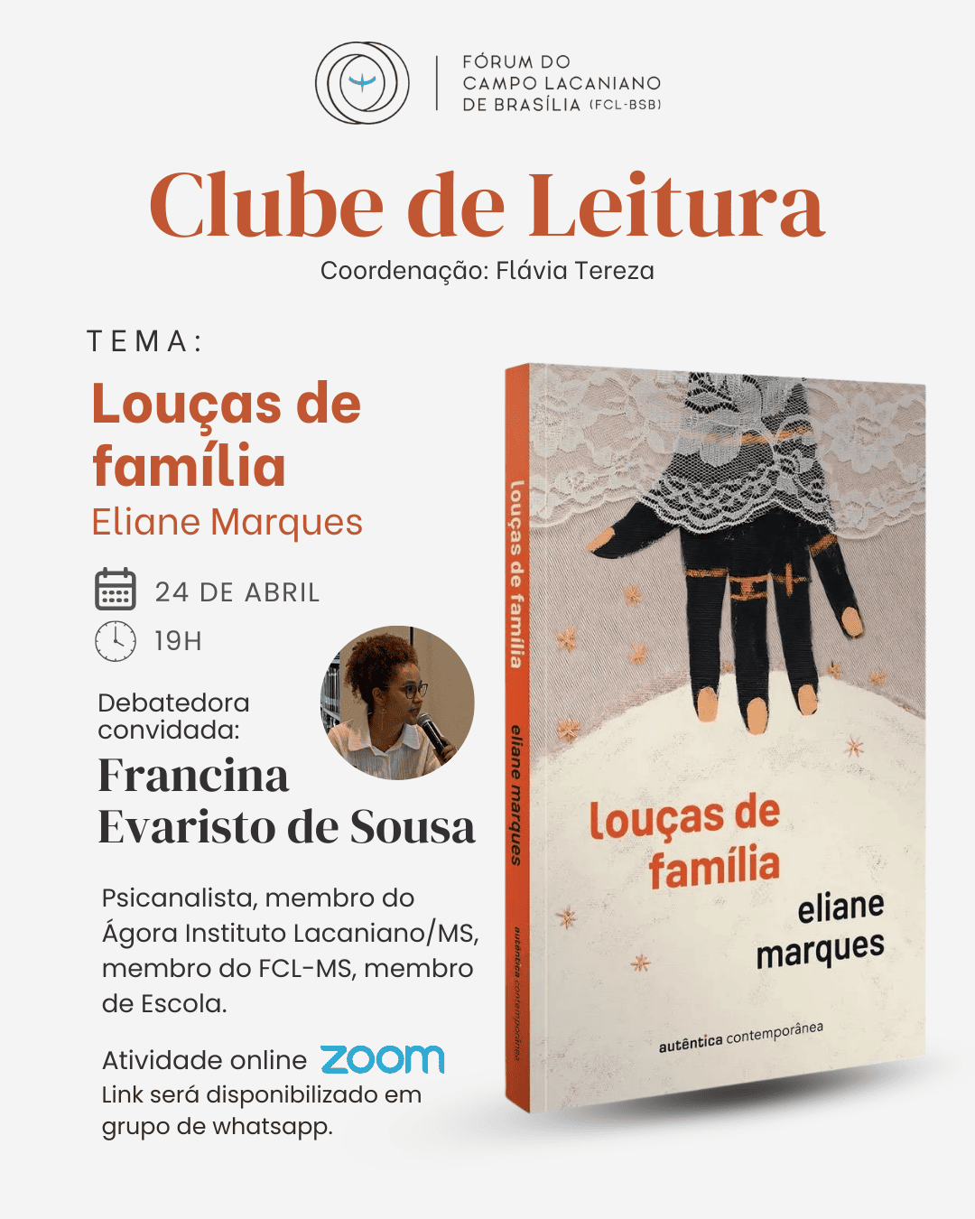 Clube de Leitura: Louças de Família com Francina Evaristo de Sousa